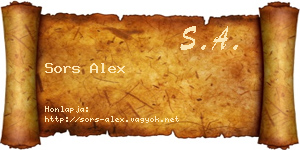 Sors Alex névjegykártya